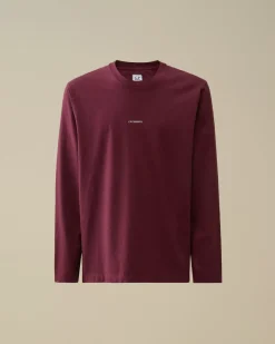 T-shirts & Polo<C.P. Company Brushed Jersey Logo Longsleeve T-Shirt Potent Purple
