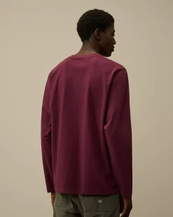 T-shirts & Polo<C.P. Company Brushed Jersey Logo Longsleeve T-Shirt Potent Purple