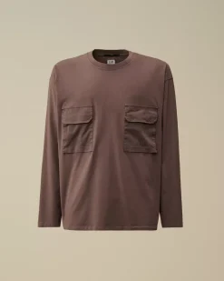 T-shirts & Polo<C.P. Company Brushed Jersey Mixed Boxy Longsleeve T-Shirt Boulevard – Violet