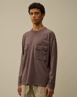 T-shirts & Polo<C.P. Company Brushed Jersey Mixed Boxy Longsleeve T-Shirt Boulevard – Violet