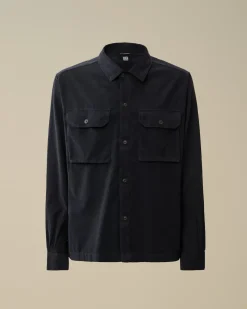 Overshirt<C.P. Company Corduroy Buttoned Overshirt Black Sand