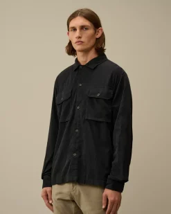 Overshirt<C.P. Company Corduroy Buttoned Overshirt Black Sand