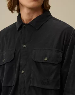Overshirt<C.P. Company Corduroy Buttoned Overshirt Black Sand