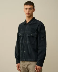 Overshirt<C.P. Company Corduroy Buttoned Utility Overshirt Total Eclipse – Blue