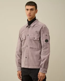 Overshirt<C.P. Company Corduroy Buttoned Utility Overshirt Purple Dove