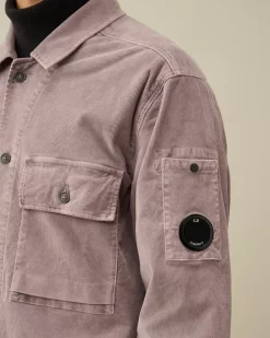 Overshirt<C.P. Company Corduroy Buttoned Utility Overshirt Purple Dove