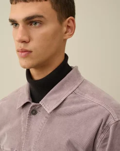 Overshirt<C.P. Company Corduroy Buttoned Utility Overshirt Purple Dove