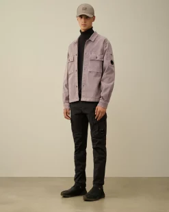 Overshirt<C.P. Company Corduroy Buttoned Utility Overshirt Purple Dove