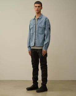 Overshirt<C.P. Company Corduroy Buttoned Utility Overshirt Flint Stone – Blue