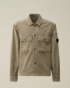 Overshirt<C.P. Company Corduroy Buttoned Utility Overshirt Walnut – Beige