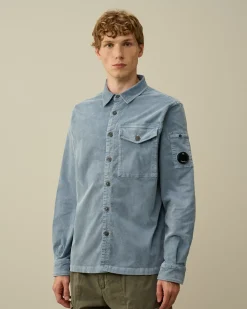 Shirt<C.P. Company Corduroy Lens Buttoned Shirt Flint Stone – Blue