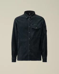Shirt<C.P. Company Corduroy Lens Buttoned Shirt Total Eclipse – Blue
