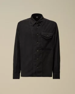 Shirt<C.P. Company Corduroy Single Pocket Shirt Total Eclipse – Blue