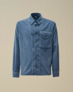 Shirt<C.P. Company Corduroy Single Pocket Shirt Flint Stone – Blue