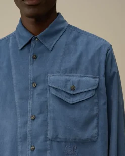 Shirt<C.P. Company Corduroy Single Pocket Shirt Flint Stone – Blue