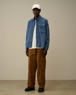 Shirt<C.P. Company Corduroy Single Pocket Shirt Flint Stone – Blue