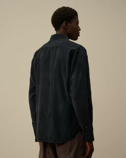 Shirt<C.P. Company Corduroy Single Pocket Shirt Black Sand