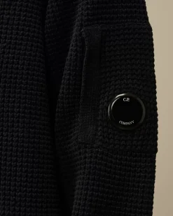 Jumpers<C.P. Company Cotton Chenille Crewneck Waffle Knit Total Eclipse – Blue