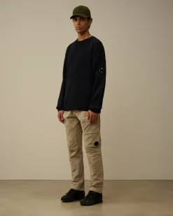 Jumpers<C.P. Company Cotton Chenille Crewneck Waffle Knit Total Eclipse – Blue