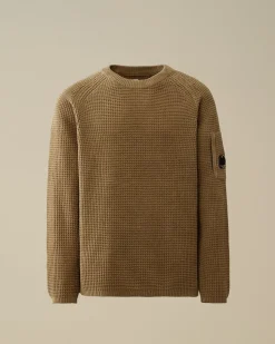Jumpers<C.P. Company Cotton Chenille Crewneck Waffle Knit Walnut – Beige