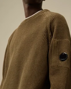 Jumpers<C.P. Company Cotton Chenille Crewneck Waffle Knit Walnut – Beige