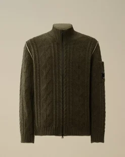 Jumpers<C.P. Company Cotton Chenille Double Intarsia Zipped Knit Grape Leaf – Green