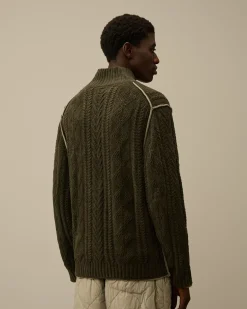 Jumpers<C.P. Company Cotton Chenille Double Intarsia Zipped Knit Grape Leaf – Green