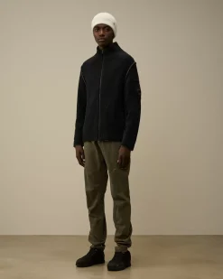 Jumpers<C.P. Company Cotton Chenille Double Zipped Knit Black Sand