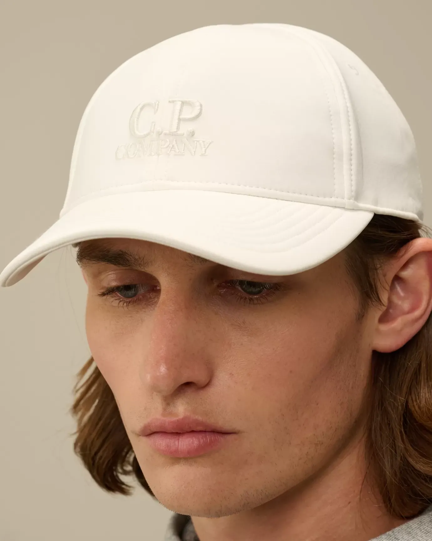 Hats<C.P. Company C.P. Shell-R Logo Cap Gauze White