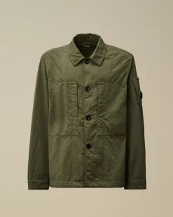 Overshirt<C.P. Company Diagonal Flatt Nylon Buttoned Overshirt Grape Leaf – Green