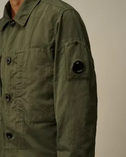 Overshirt<C.P. Company Diagonal Flatt Nylon Buttoned Overshirt Grape Leaf – Green