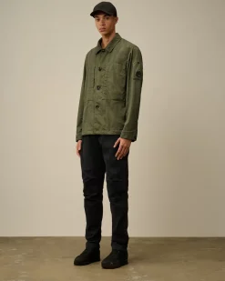 Overshirt<C.P. Company Diagonal Flatt Nylon Buttoned Overshirt Grape Leaf – Green