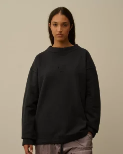 Sweatshirts<C.P. Company Diagonal Fleece Boxy Funnel Neck Sweatshirt Black Sand