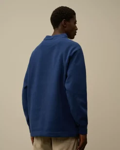 Sweatshirts<C.P. Company Diagonal Fleece Mixed Funnel Neck Sweatshirt Estate Blue