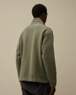 Sweatshirts<C.P. Company Diagonal Fleece Mixed Half Buttoned Sweatshirt Grape Leaf – Green