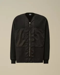 Sweatshirts<C.P. Company Diagonal Fleece Mixed Zipped Sweatshirt Black