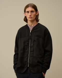 Sweatshirts<C.P. Company Diagonal Fleece Mixed Zipped Sweatshirt Black