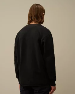 Sweatshirts<C.P. Company Diagonal Fleece Mixed Zipped Sweatshirt Black