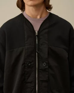 Sweatshirts<C.P. Company Diagonal Fleece Mixed Zipped Sweatshirt Black