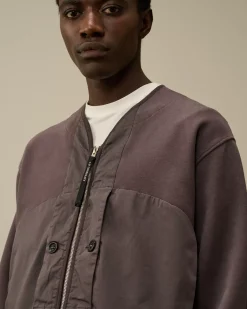 Sweatshirts<C.P. Company Diagonal Fleece Mixed Zipped Sweatshirt Boulevard – Violet