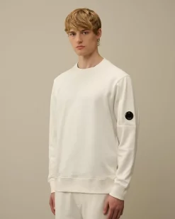 Sweatshirts<C.P. Company Diagonal Raised Fleece Crew Neck Lens Sweatshirt Gauze White