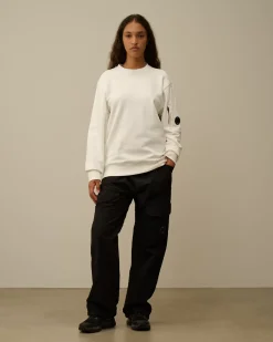 Sweatshirts<C.P. Company Diagonal Raised Fleece Crew Neck Lens Sweatshirt Gauze White