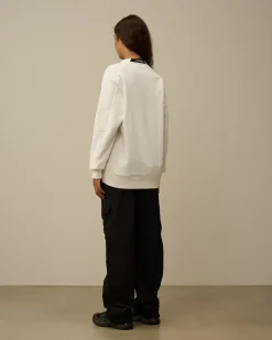 Sweatshirts<C.P. Company Diagonal Raised Fleece Crew Neck Lens Sweatshirt Gauze White