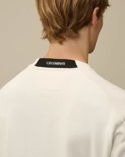 Sweatshirts<C.P. Company Diagonal Raised Fleece Crew Neck Lens Sweatshirt Gauze White