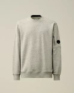 Sweatshirts<C.P. Company Diagonal Raised Fleece Crew Neck Lens Sweatshirt Greystone Melange