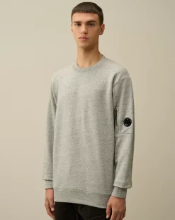 Sweatshirts<C.P. Company Diagonal Raised Fleece Crew Neck Lens Sweatshirt Greystone Melange