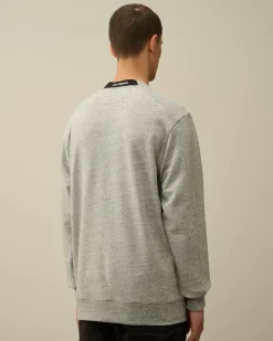 Sweatshirts<C.P. Company Diagonal Raised Fleece Crew Neck Lens Sweatshirt Greystone Melange
