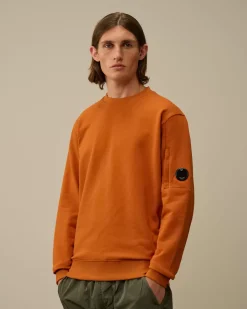Sweatshirts<C.P. Company Diagonal Raised Fleece Crew Neck Lens Sweatshirt Bombay Brown