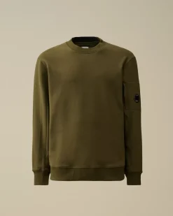 Sweatshirts<C.P. Company Diagonal Raised Fleece Crew Neck Lens Sweatshirt Ivy Green
