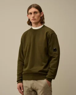 Sweatshirts<C.P. Company Diagonal Raised Fleece Crew Neck Lens Sweatshirt Ivy Green